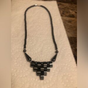 Brick Stacked Triangle Hematite Necklace